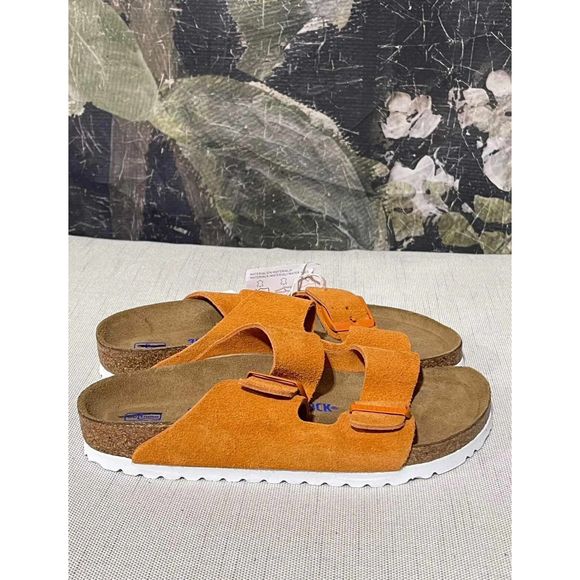 New Birkenstock Arizona SFB Almond Suede Leather Regular Eu39 Orange - Picture 10 of 10